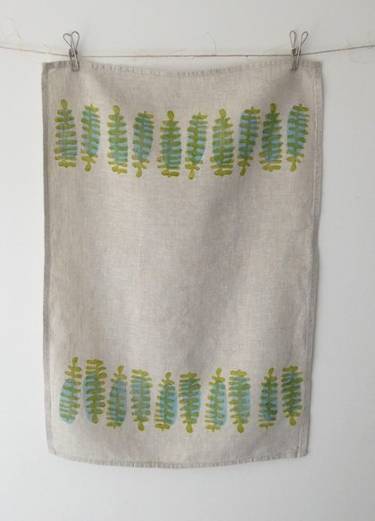 Block printed tea towel - Vintage fern